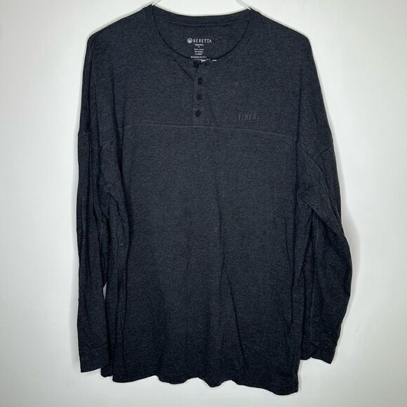 Beretta XL Gunmetal Gray Ling Sleeve Henley Top - Picture 4 of 6